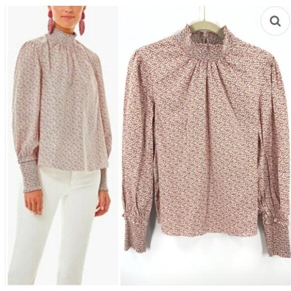 Pomander Place Tops - POMANDER PLACE x Tuckernuck Floral Modoc Blouse Smocked Mock Neck Size S